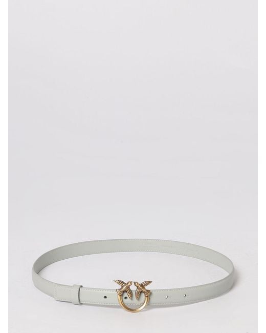 Pinko White Love Berry Leather Belt