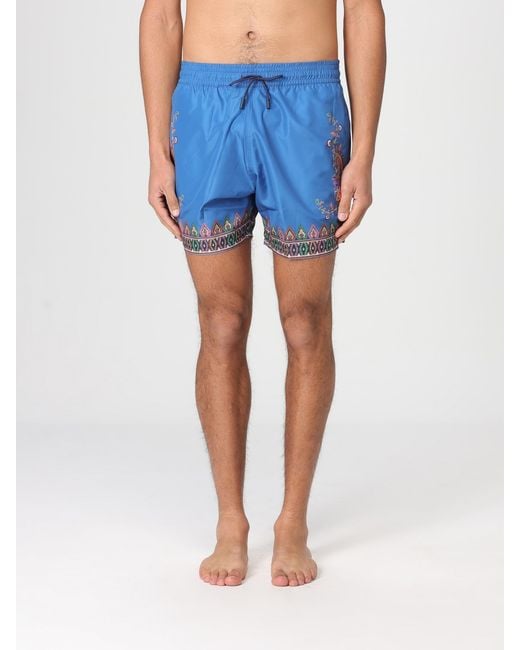 Etro Blue Polyester Swimsuit With Paisley Print for men