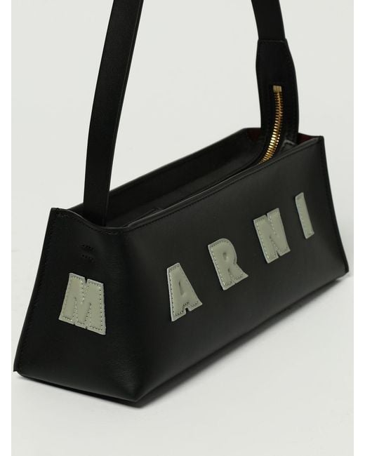 Marni White Calfskin Shoulder Bag With Logo