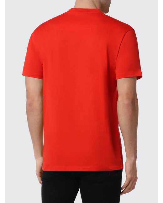 Philipp Plein Red Cotton T-Shirt With Skull Print And Monogram Motif for men