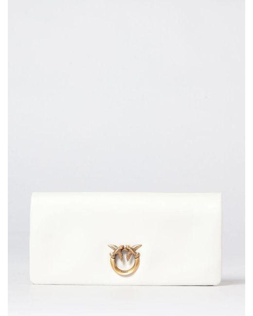 Pinko Natural Click Soft Horizontal Classic Leather Clutch