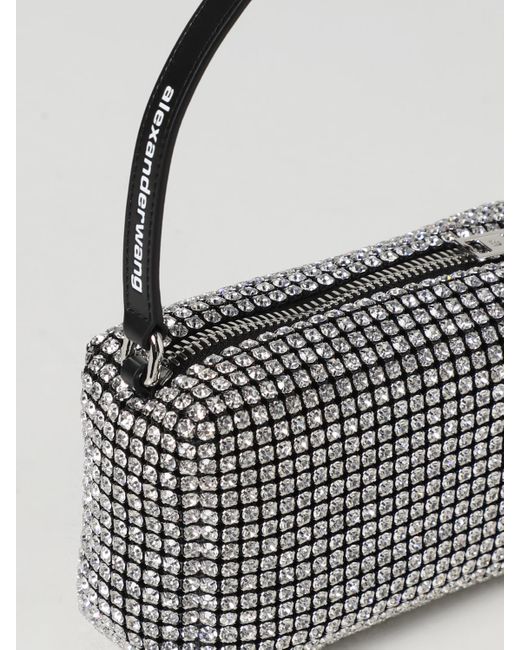 Alexander Wang Blue Wangloc Bag In Leather And Crystals