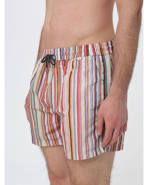 Paul Smith Pink Striped Polyester Swimsuit for men