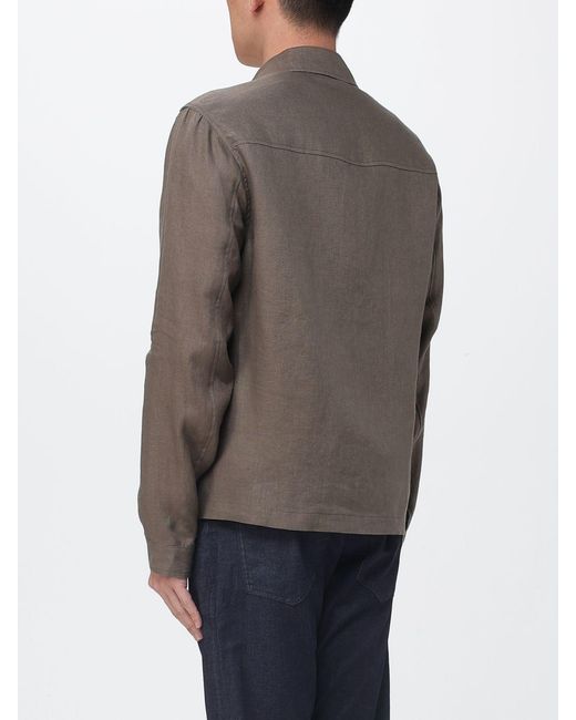 Manuel Ritz Gray Relaxed Fit Twill Shirt Jacket With Zip Closure for men