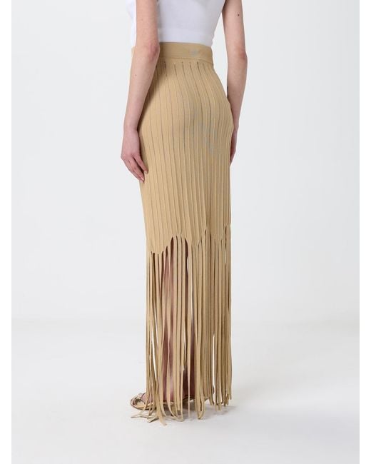 Balmain Natural Fringed Viscose Knit Skirt