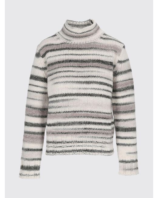 Kangra Gray Striped High-Neck Wool-Blend Sweater With Long Sleeves
