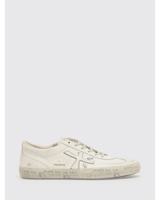 Premiata White David Used Suede Sneakers for men