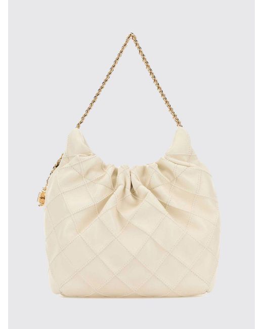 Tory Burch Natural Fleming Mini Leather Shoulder Bag With Chain Handle