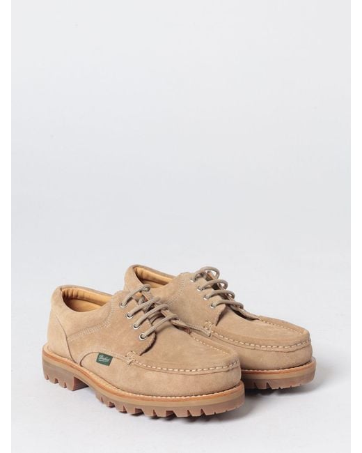 Paraboot White Thiers Suede Derby Shoes With Rubber Sole for men