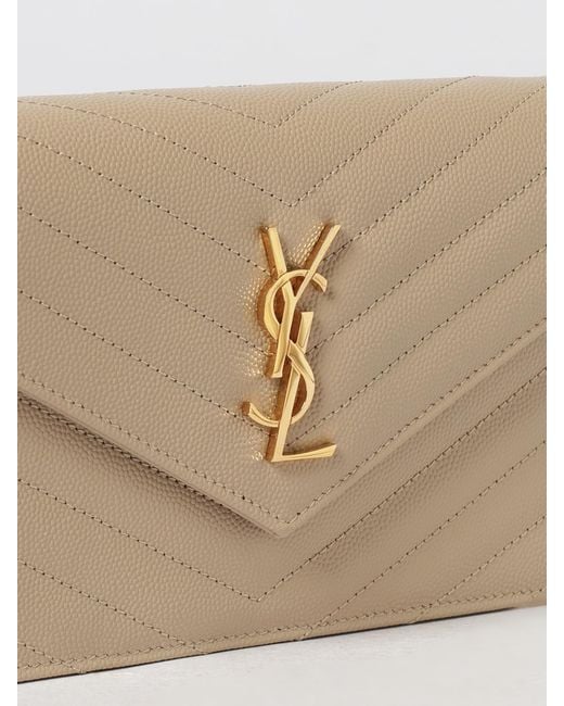 Saint Laurent Natural Quilted Leather Envelope Mini Bag With Ysl Monogram
