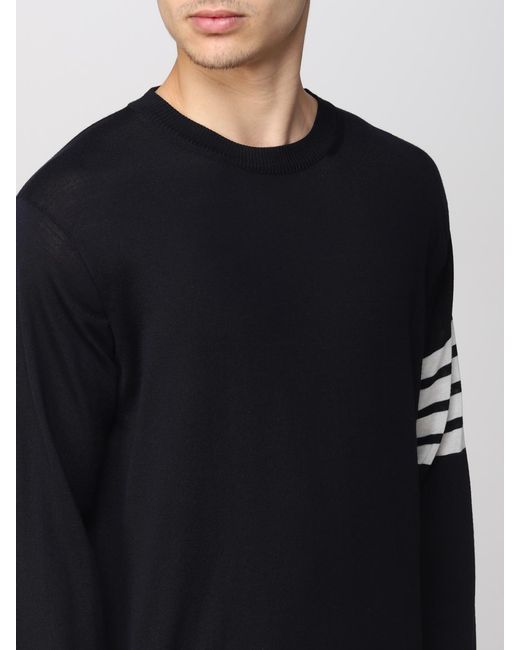 Thom Browne Pullover Aus Wolle Mit 4 Bar Stripes in Blue für Herren