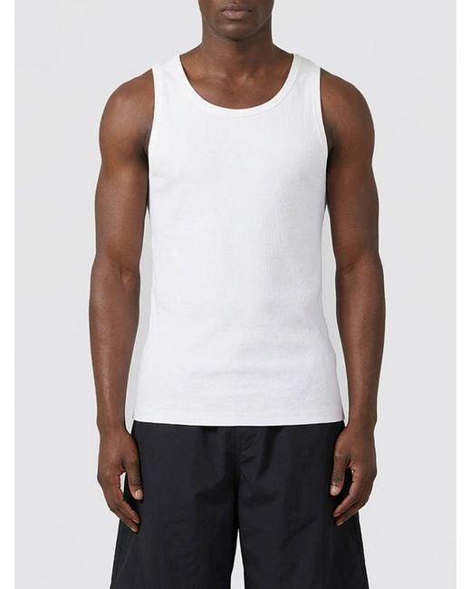 Thom Krom White Basic Cotton And Linen Tank Top for men