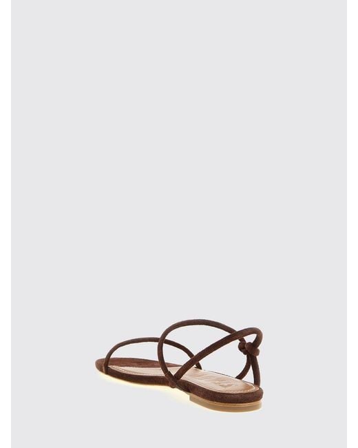 Staud White Laurel Low-Heeled Suede Sandals With Open Toe