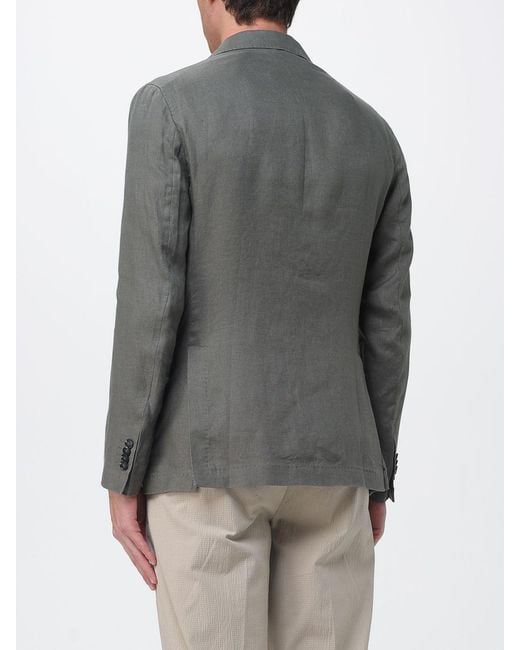 Manuel Ritz Gray Single Breasted Linen Blazer for men