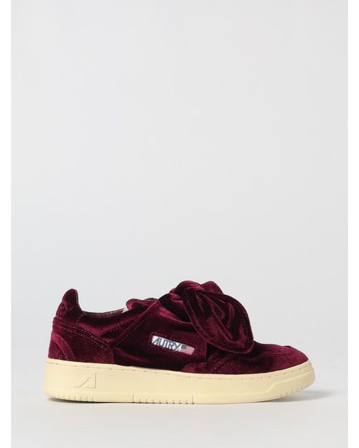 Autry Red Medalist Velvet Sneakers With Bow
