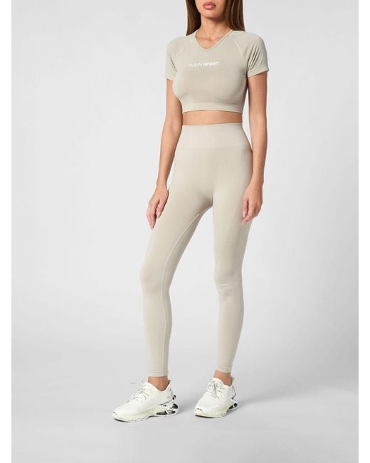 Philipp Plein Natural Technical Stretch Fabric Leggings