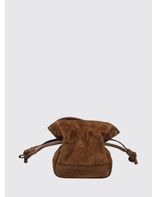 Saint Laurent Brown Jamie Quilted Suede Mini Bucket Bag With Ysl Logo