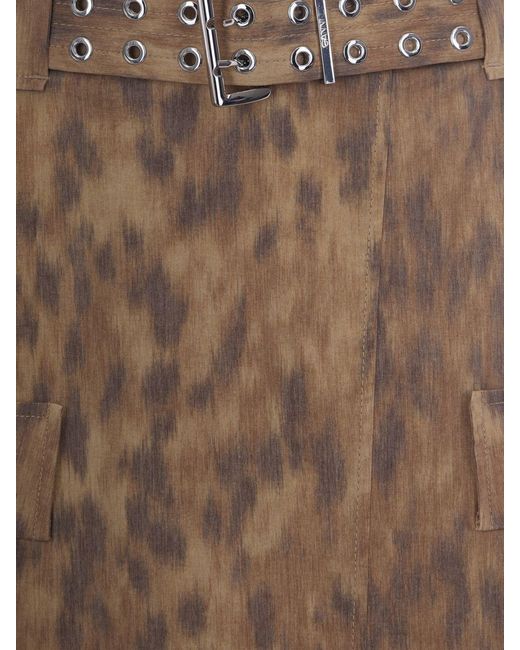 Ganni Brown Asymmetrical Animal-Print Midi Skirt