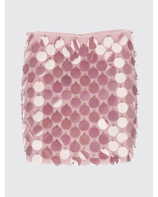 Des Phemmes Pink Cotton Pencil Mini Skirt With All-Over Sequin Embroidery