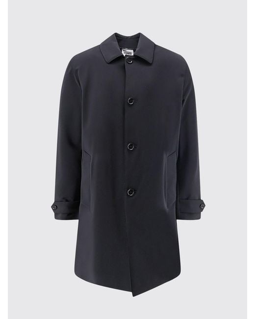 Aspesi Blue Single-Breasted Knee-Length Trench Coat for men