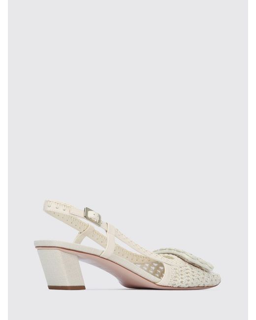 Roger Vivier Natural Belle Vivier Braided Leather And Canvas Slingback With Rhinestones