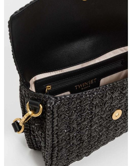 Twinset White Crochet Raffia Bag