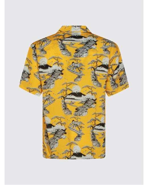 Mauna Kea Yellow Printed Viscose Casual Shirt for men