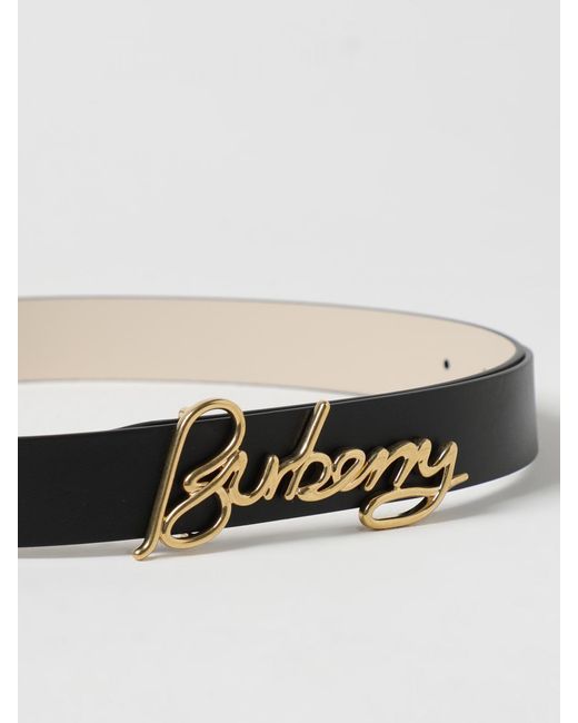 Burberry White Signature Buckle Leather Belt