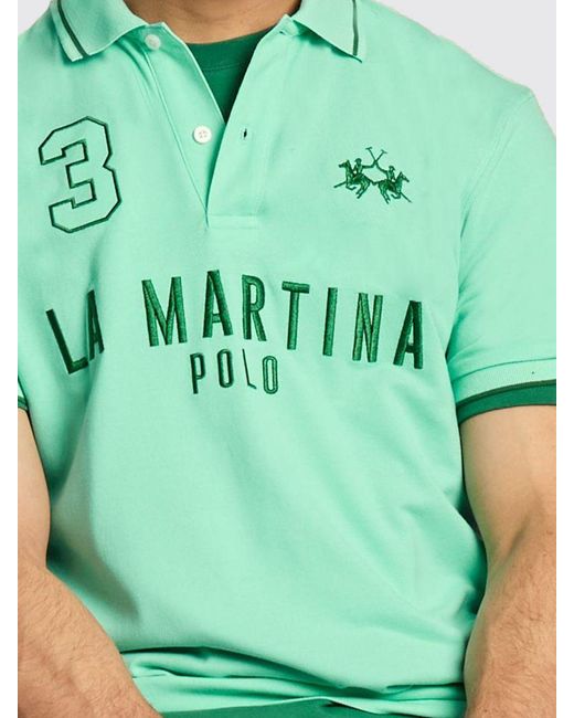 La Martina Green Cotton Polo Shirt for men