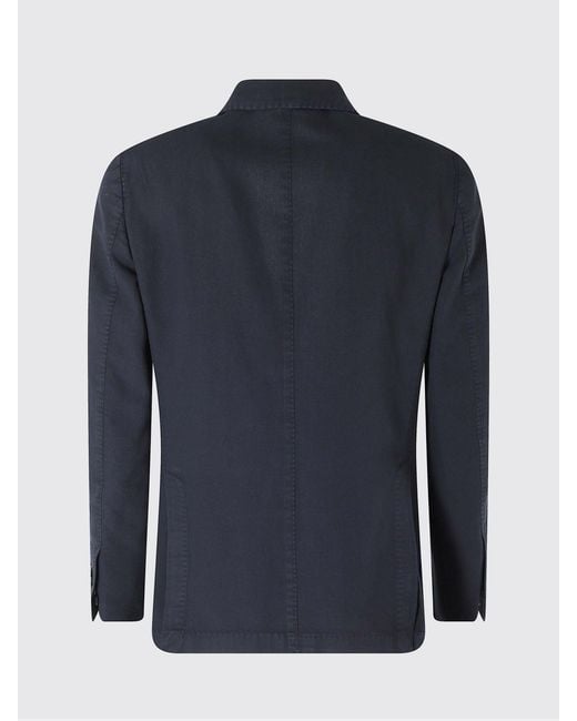 Santaniello Blue Single-Breasted Cotton Blazer for men