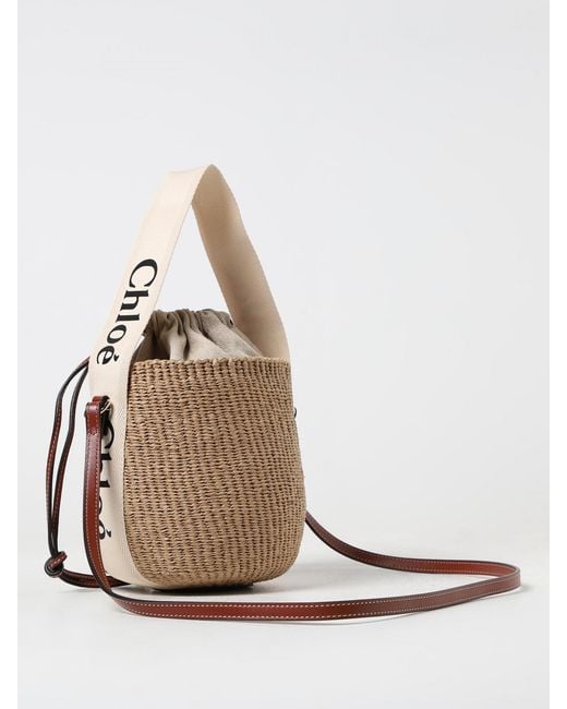 Chloé White ChloÉ Woody Woven Raffia And Leather Bag
