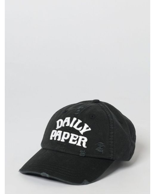 Daily Paper Black Used Cotton Hat With Embroidered Logo for men