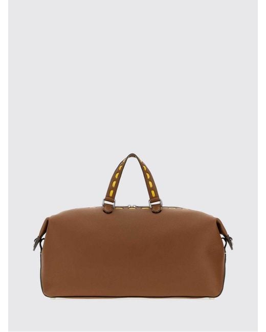 Fendi Brown Duffle Lui 45 Calfskin Bag With Contrast Stitching for men