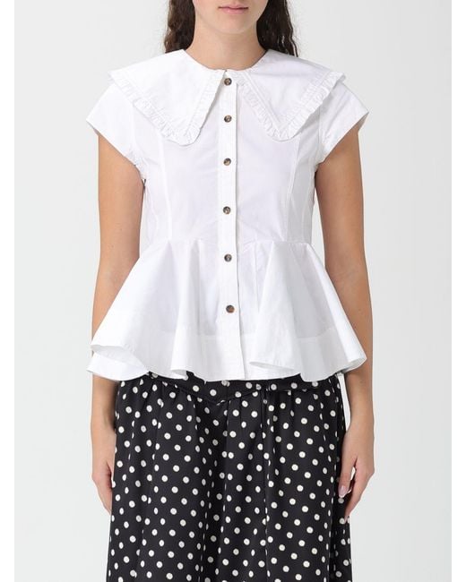 Ganni White Stretch Organic Cotton Shirt
