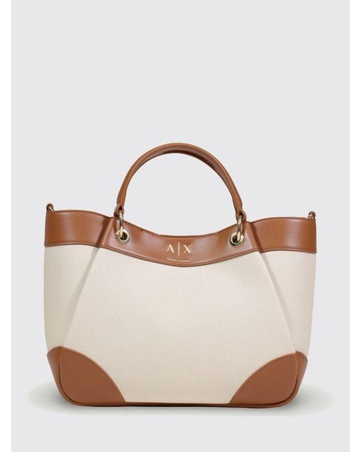ARMANI EXCHANGE Natural Handheld Canvas Shopping Bag