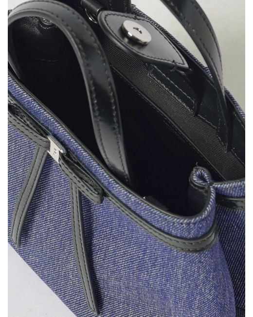 Ferragamo Blue Mini Bow Cotton Bag