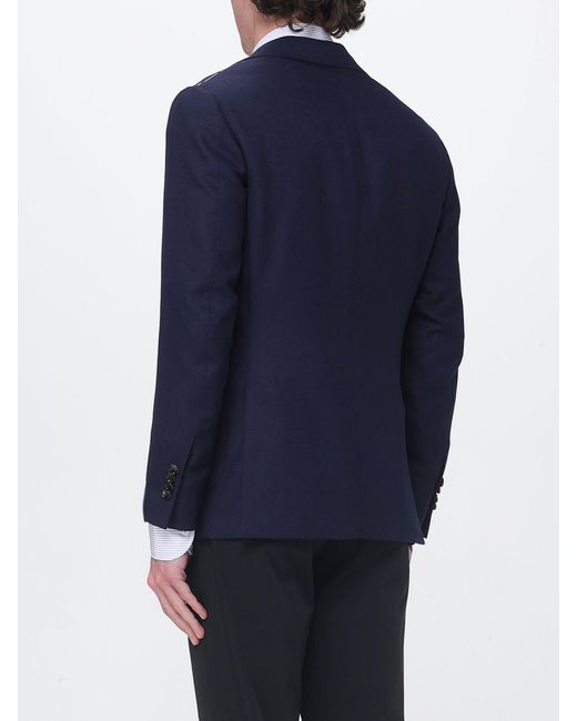 Luigi Borrelli Napoli Blue Single-Breasted Virgin Wool Blazer for men
