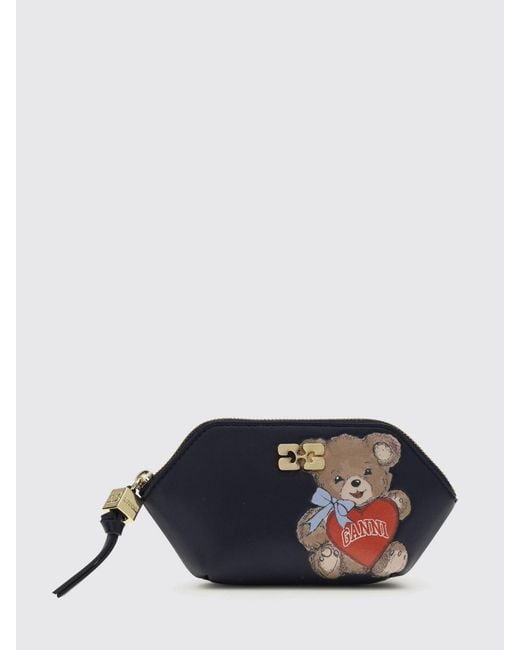 Ganni Blue Bou Recycled Leather Coin Purse