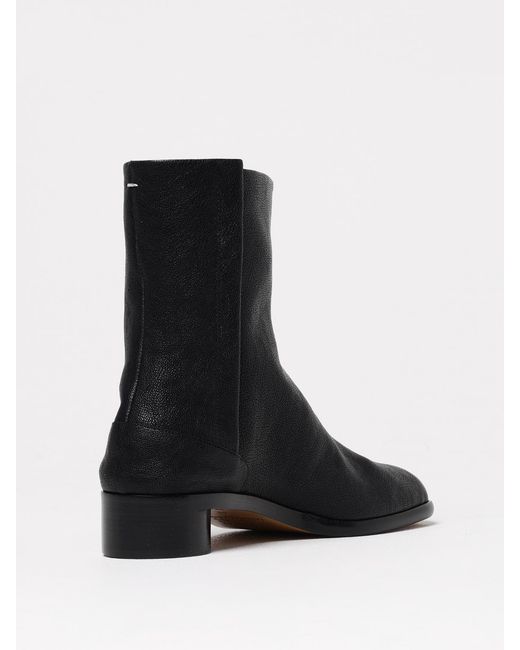 Maison Margiela Black Tabi Grained Leather Ankle Boots for men
