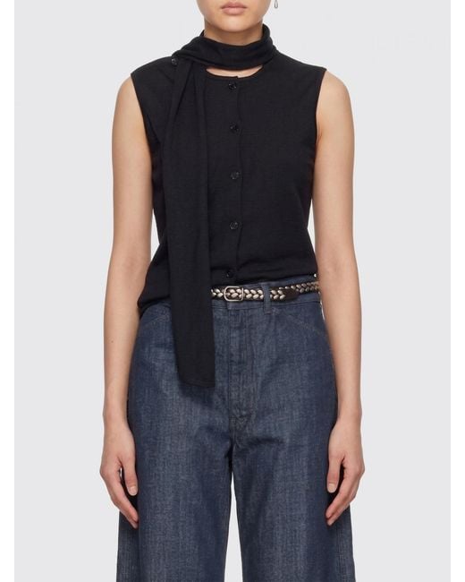 Lemaire Blue Asymmetrical Design Sleeveless Wool-Blend Cardigan