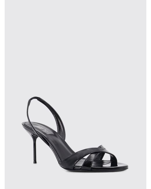 Paris Texas Black Patent Leather Stiletto Heel Slingback Sandals