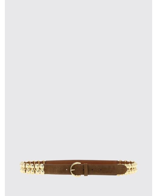 Pinko White Love Stud Suede Belt With Studs