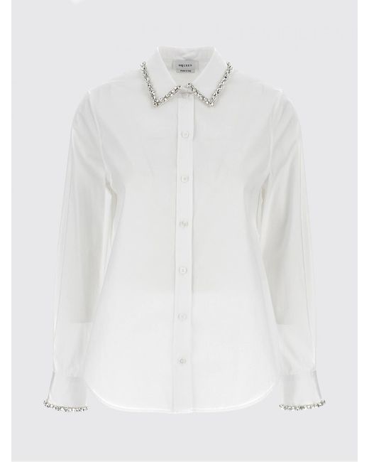 McQueen White Classic Cotton Shirt With Rhinestones