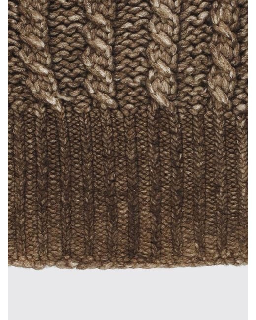 Avant Toi Brown 100% Cashmere Braided Beanie Hat