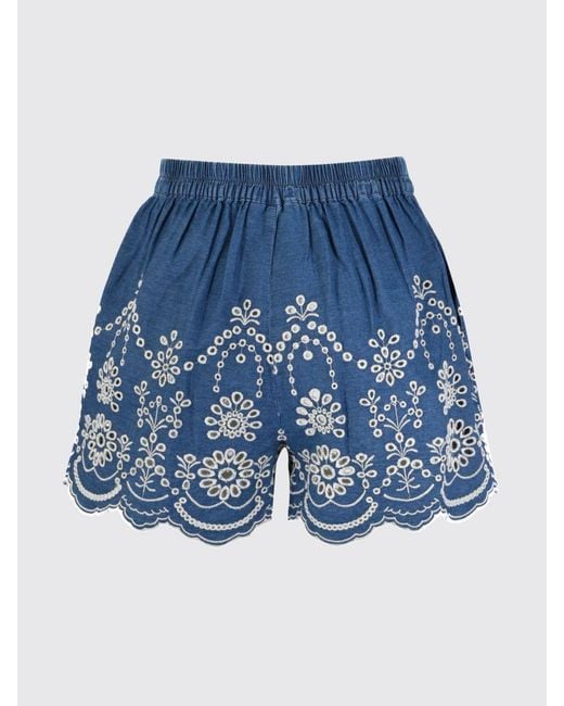 Mc2 Saint Barth Blue Striped Cotton Shorts