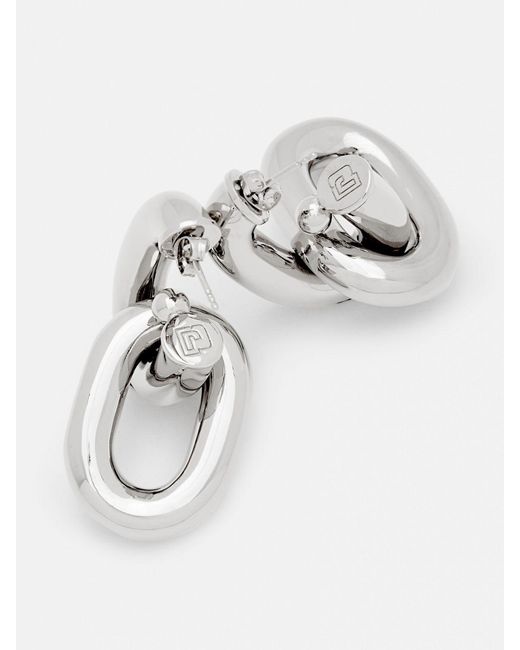 Rabanne White Double Xl Link Brass Earrings