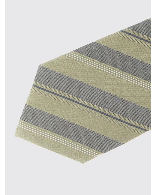 Brunello Cucinelli White Regimental Silk Tie for men