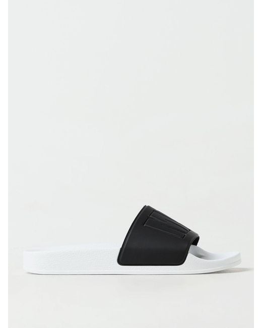 MSGM White Leather Slip-On Sandals for men
