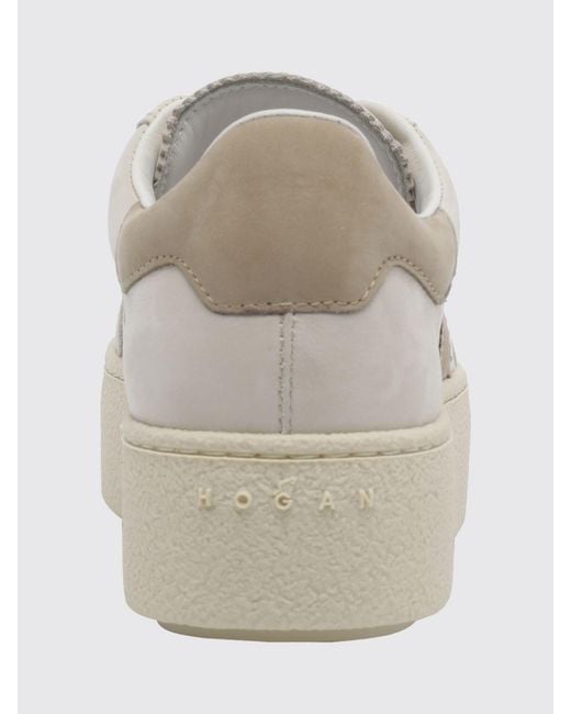 Hogan White Cool Nubuck Sneakers With Contrasting H And Platform Sole