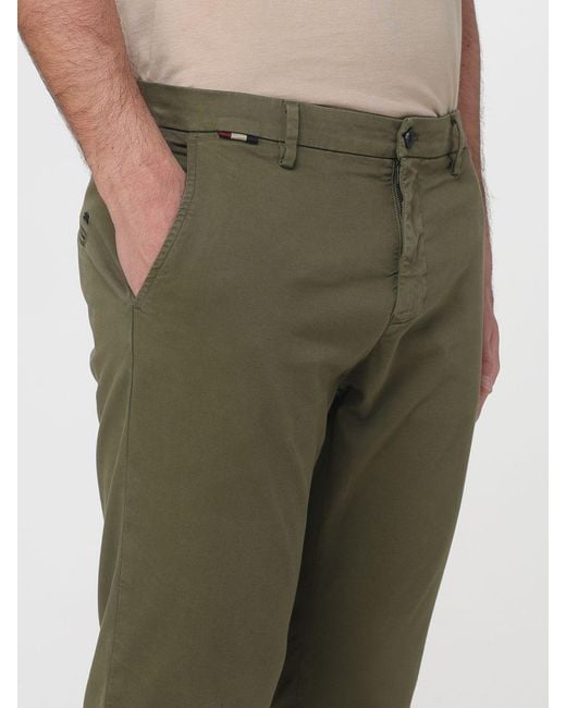 Mason's Green Cotton And Wool Blend Chino Trousers for men